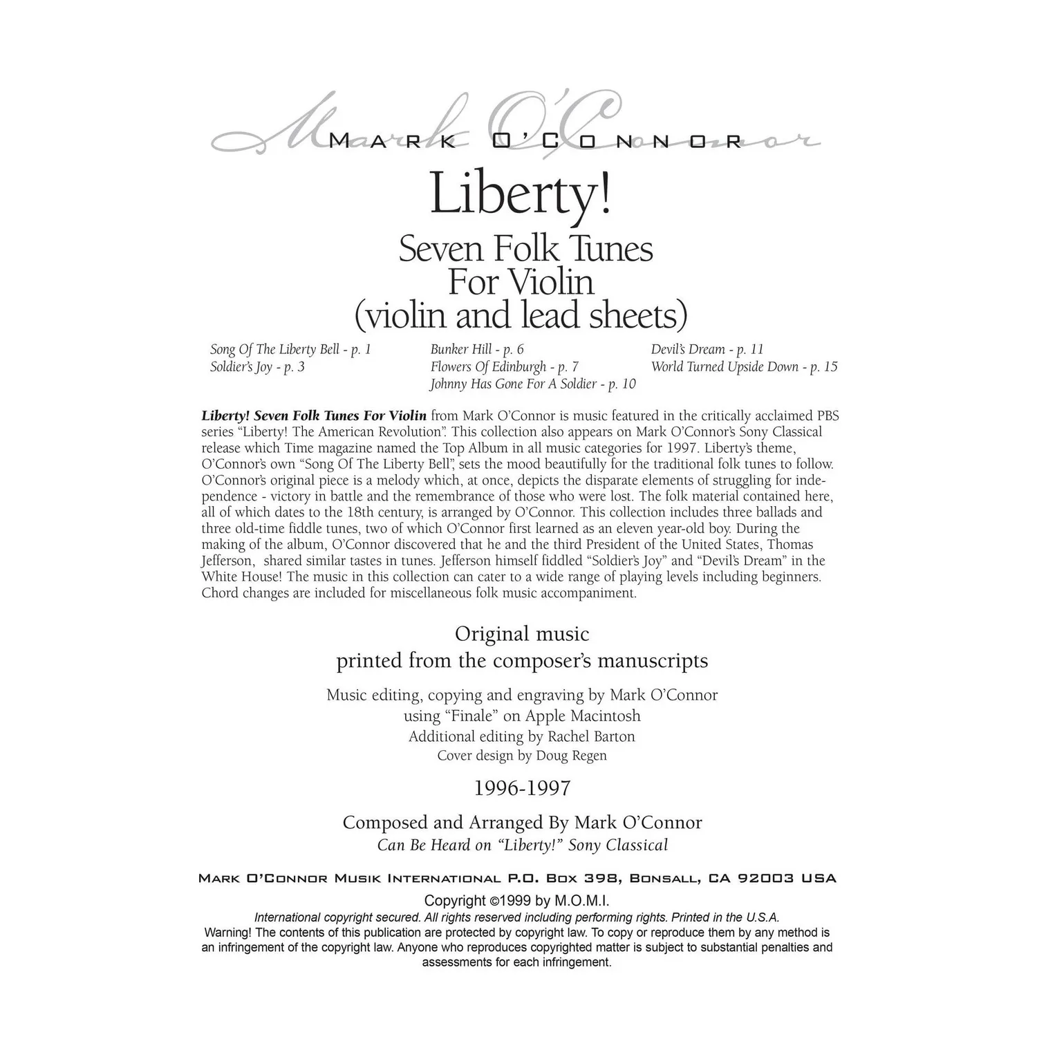 Mark O'Connor Liberty! Violinen-Noten Download Folk