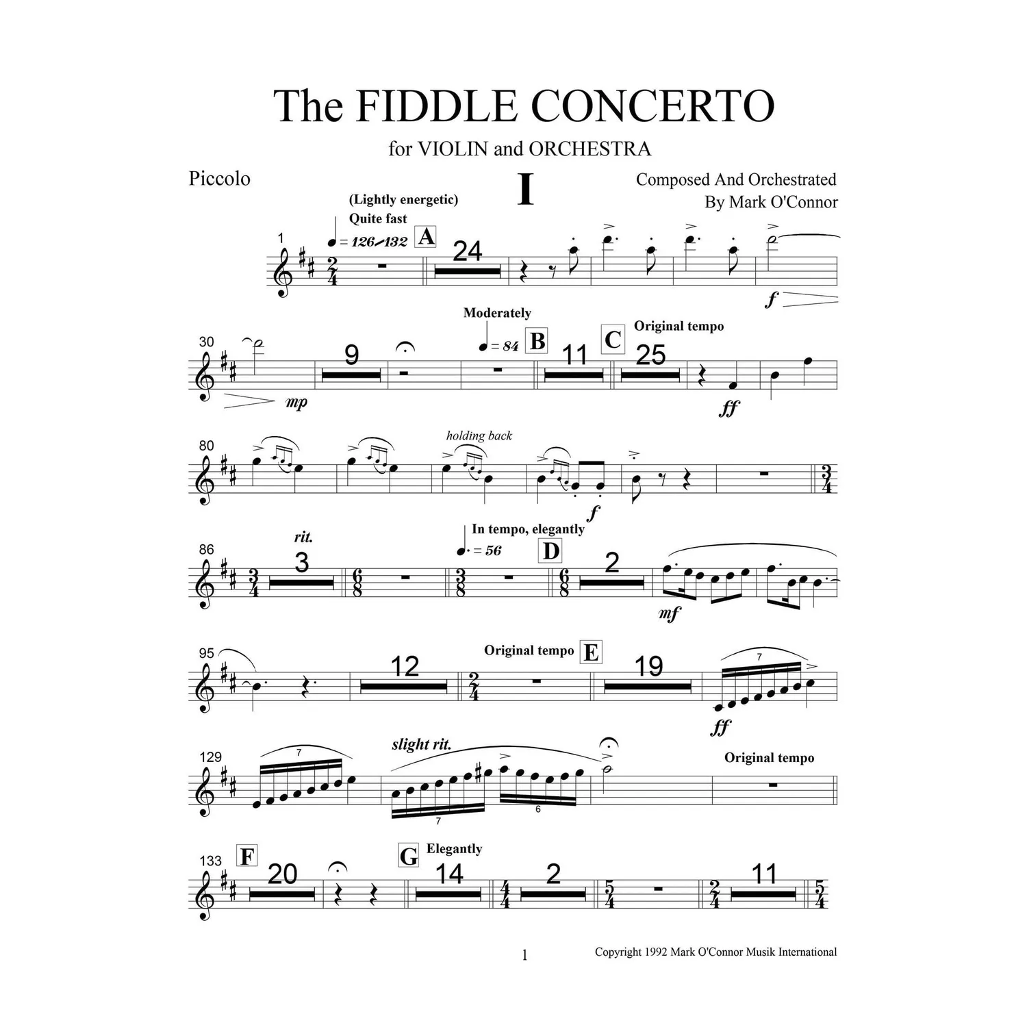Mark OConnor Fiddle Concerto Noten Bläserstimmen Download