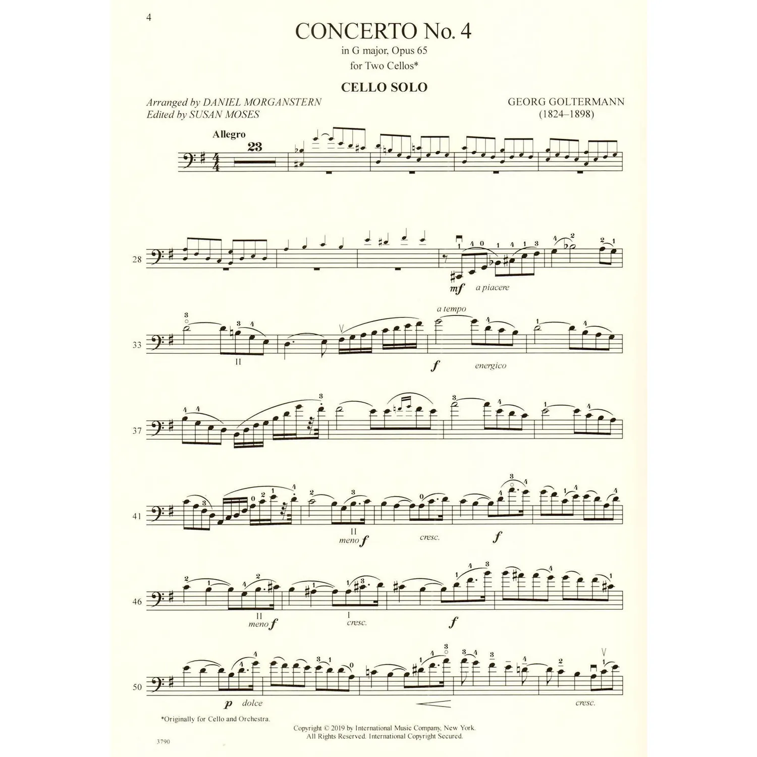 Goltermann Konzert Nr.4 G-Dur op.65 Cellonoten International