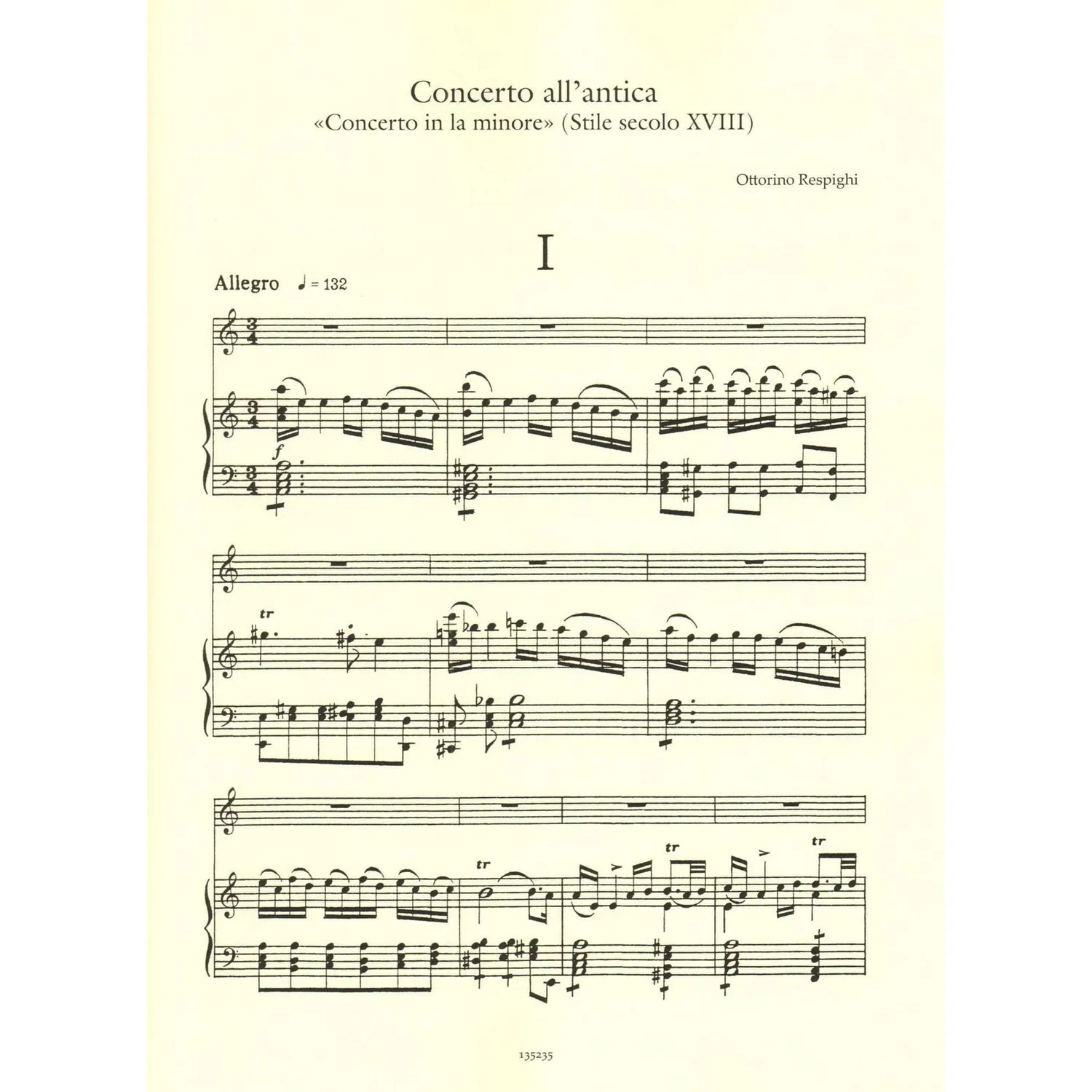 Ricordi Respighi Concerto AllAntica Noten Violine
