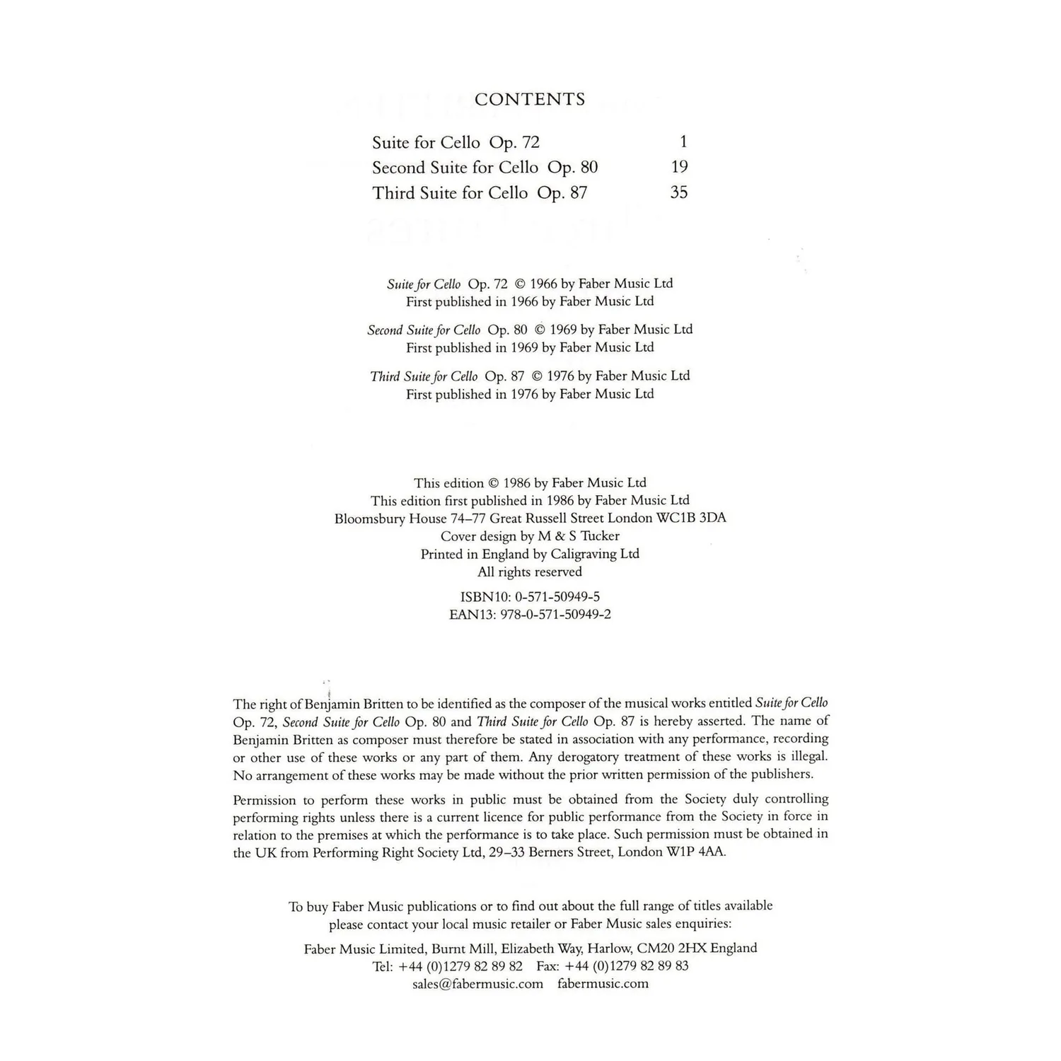 Britten 3 Suiten Op.72 80 87 Cello-Noten Rostropovich