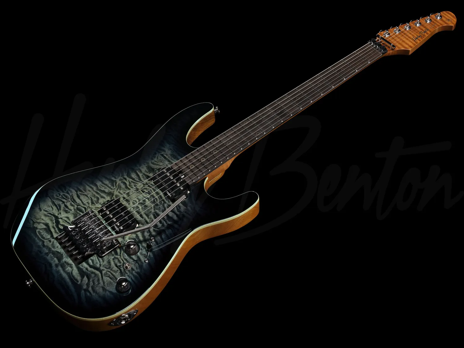 Harley Benton Fusion-IV HH RW FR QBLB E-Gitarre Quilt Blue Floyd
