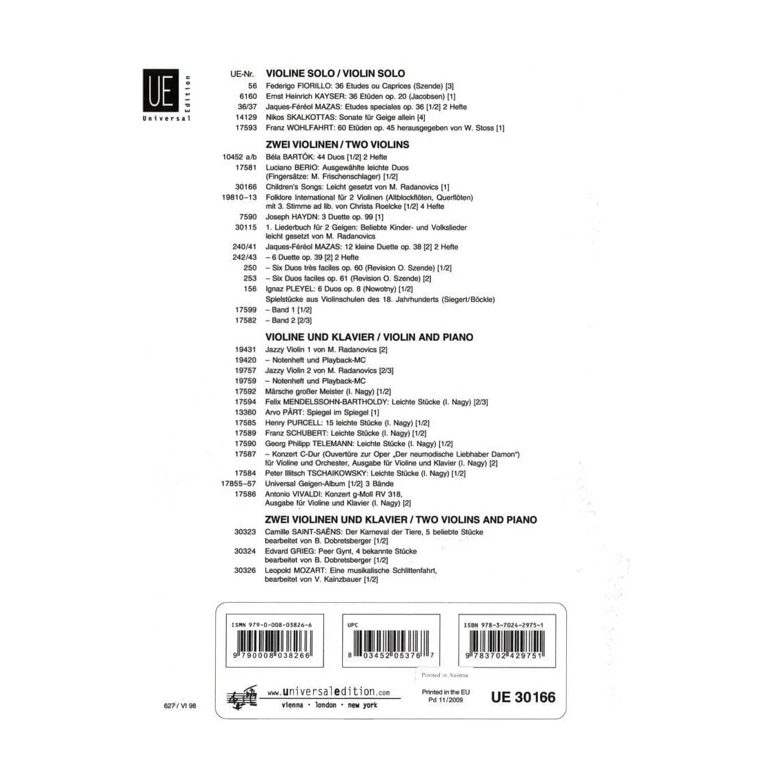 Universal Edition Radanovics Kinderlieder Noten 2 Violinen
