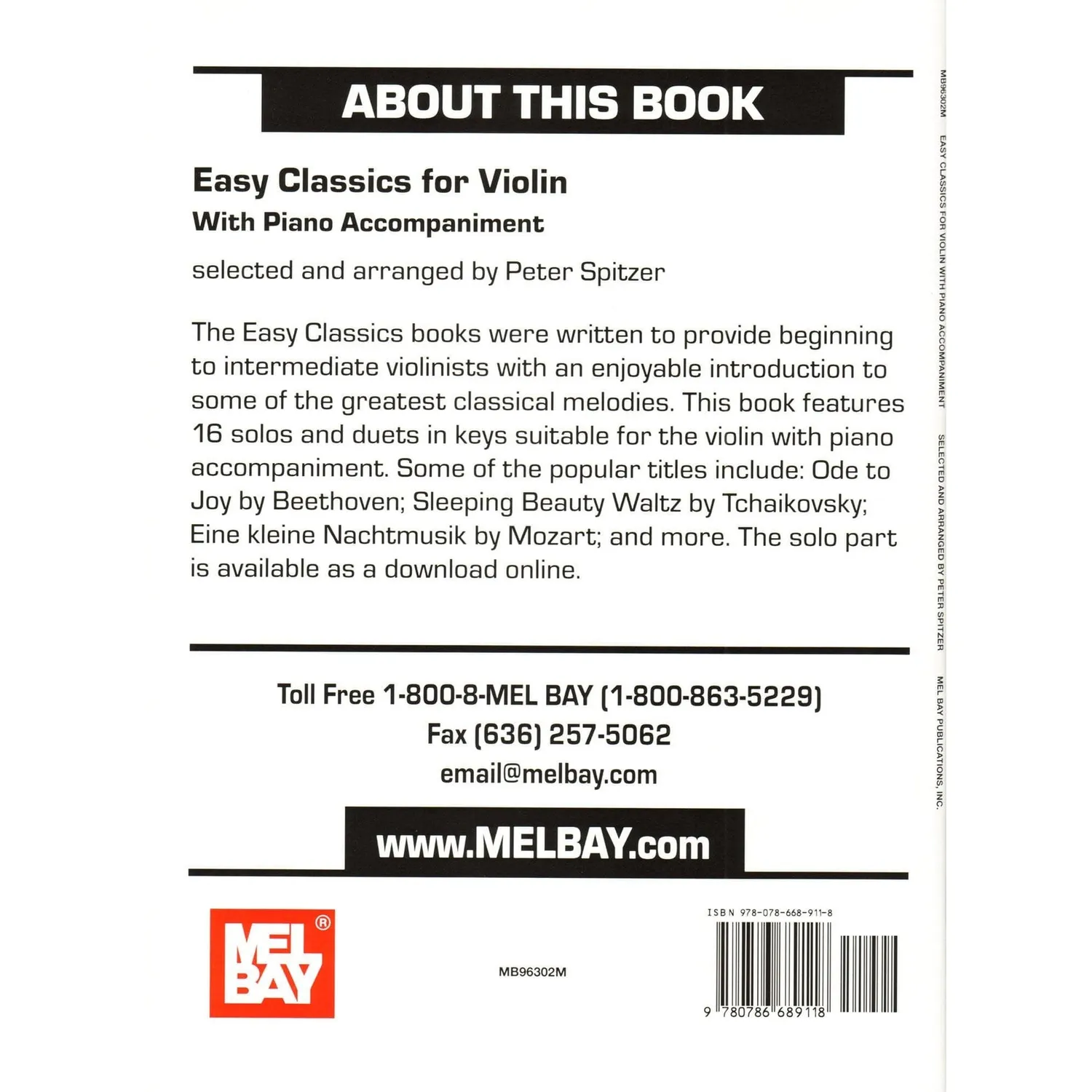 Mel Bay Easy Classics Violine Klavier Notenbuch mit PDF