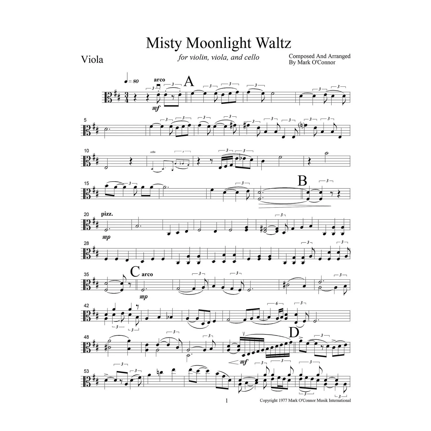 Shar Music O'Connor Misty Moonlight Waltz Noten Viola Download