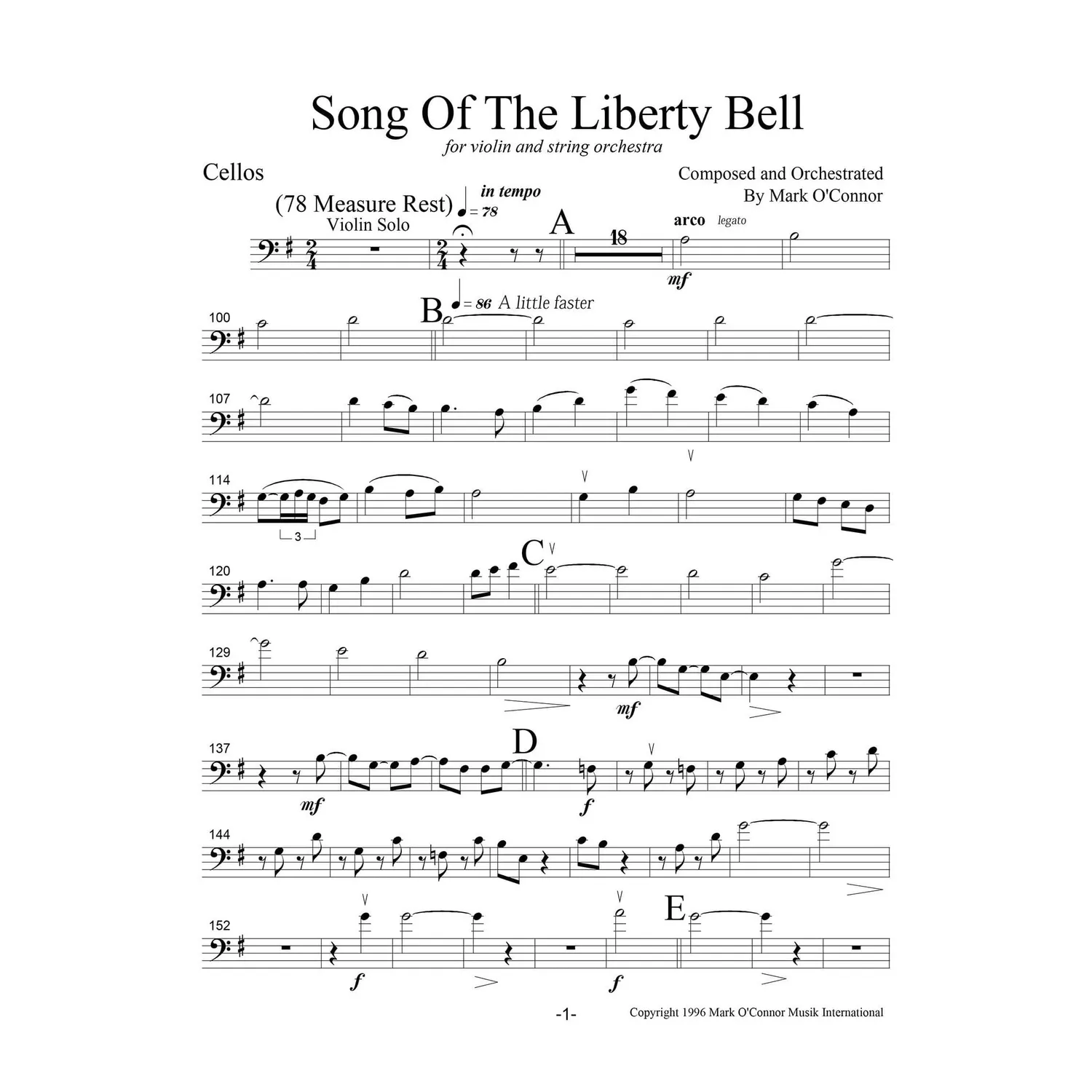 O'Connor Song of the Liberty Bell Noten Violine Streicher Download