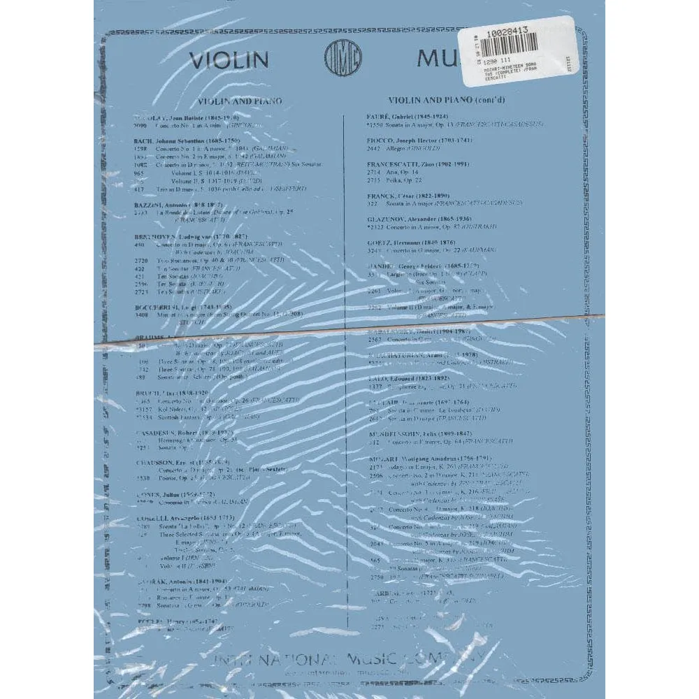 Shar Music Mozart 19 Sonaten Geige Klavier Francescatti