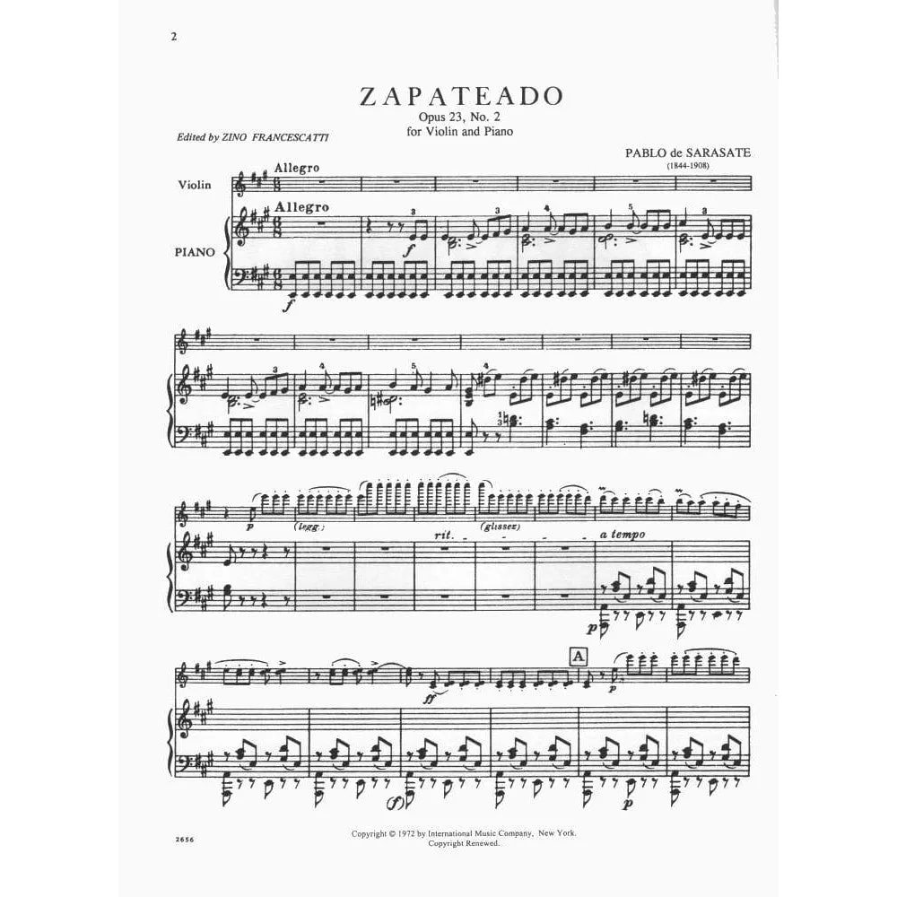 International Zapateado Op 23 Nr 2 Noten Violine Klavier
