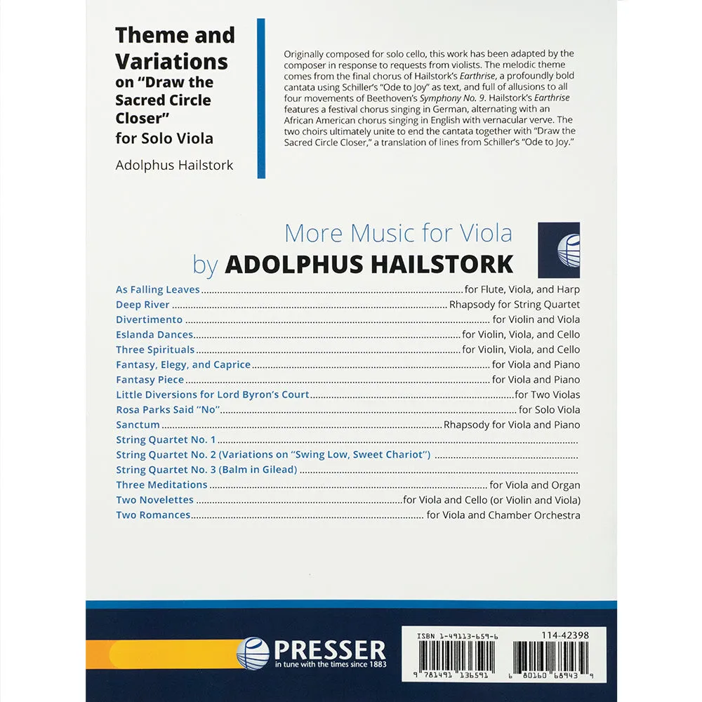 Shar Music Hailstork Theme and Variations Bratschennoten Viola