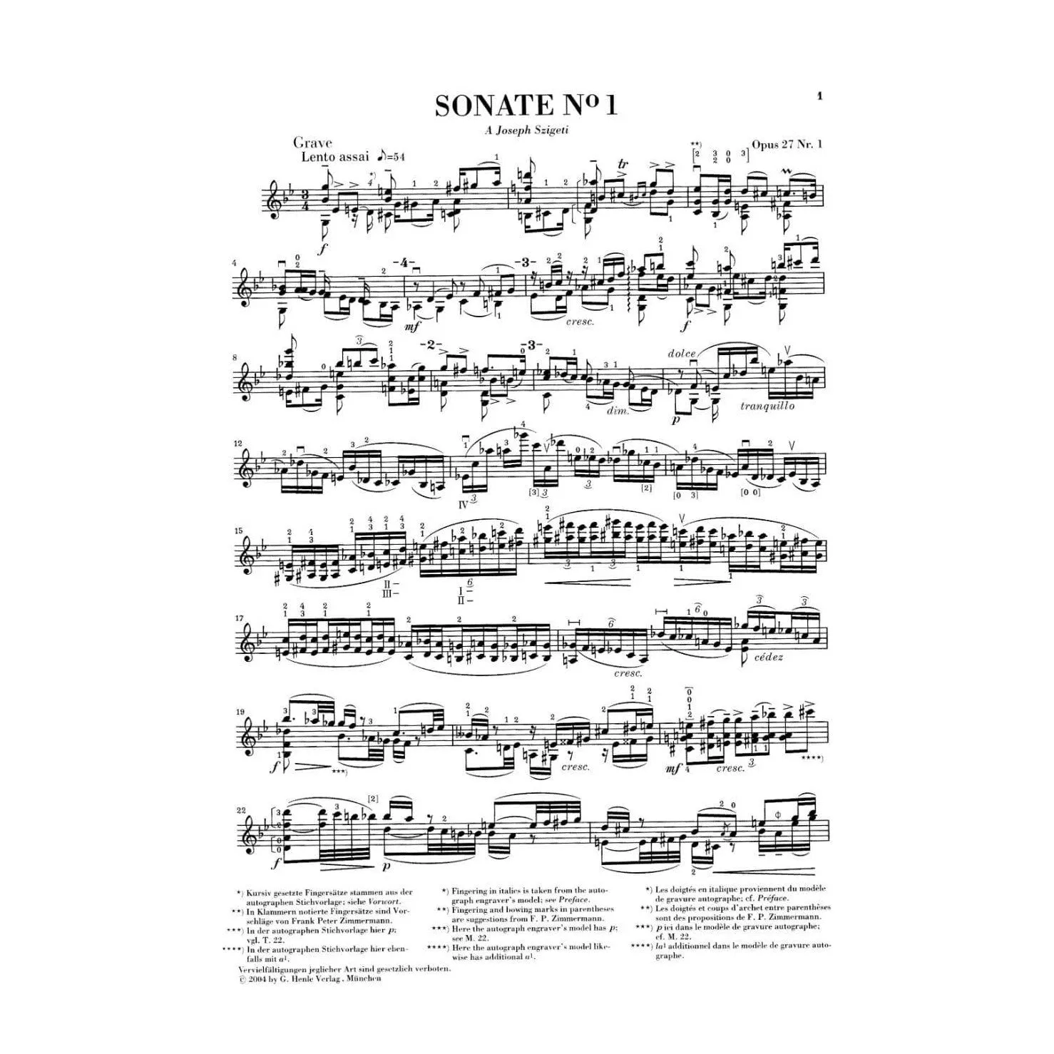Henle Ysaÿe 6 Sonaten Op. 27 Violine solo Urtext