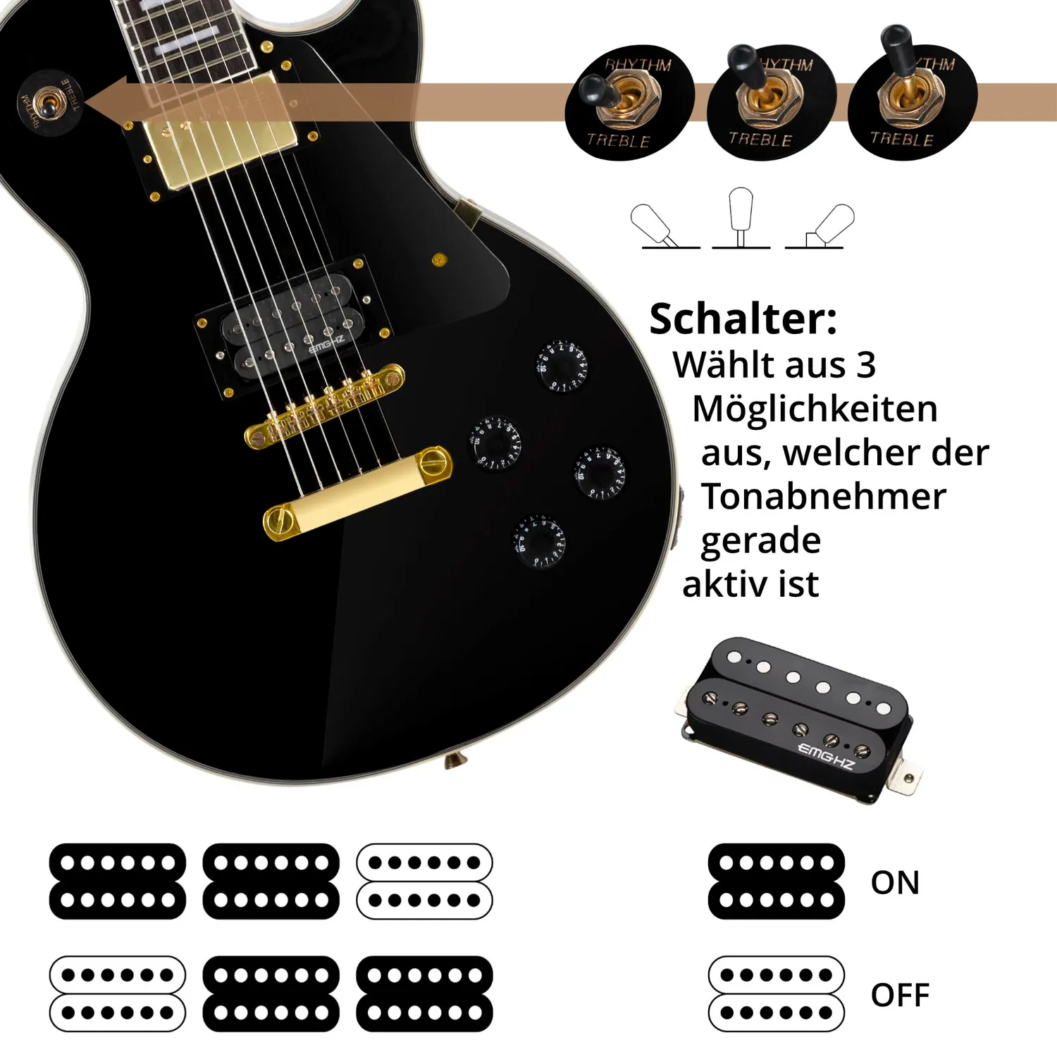 Rocktile Pro L-200BK Deluxe E-Gitarre Schwarz Humbucker