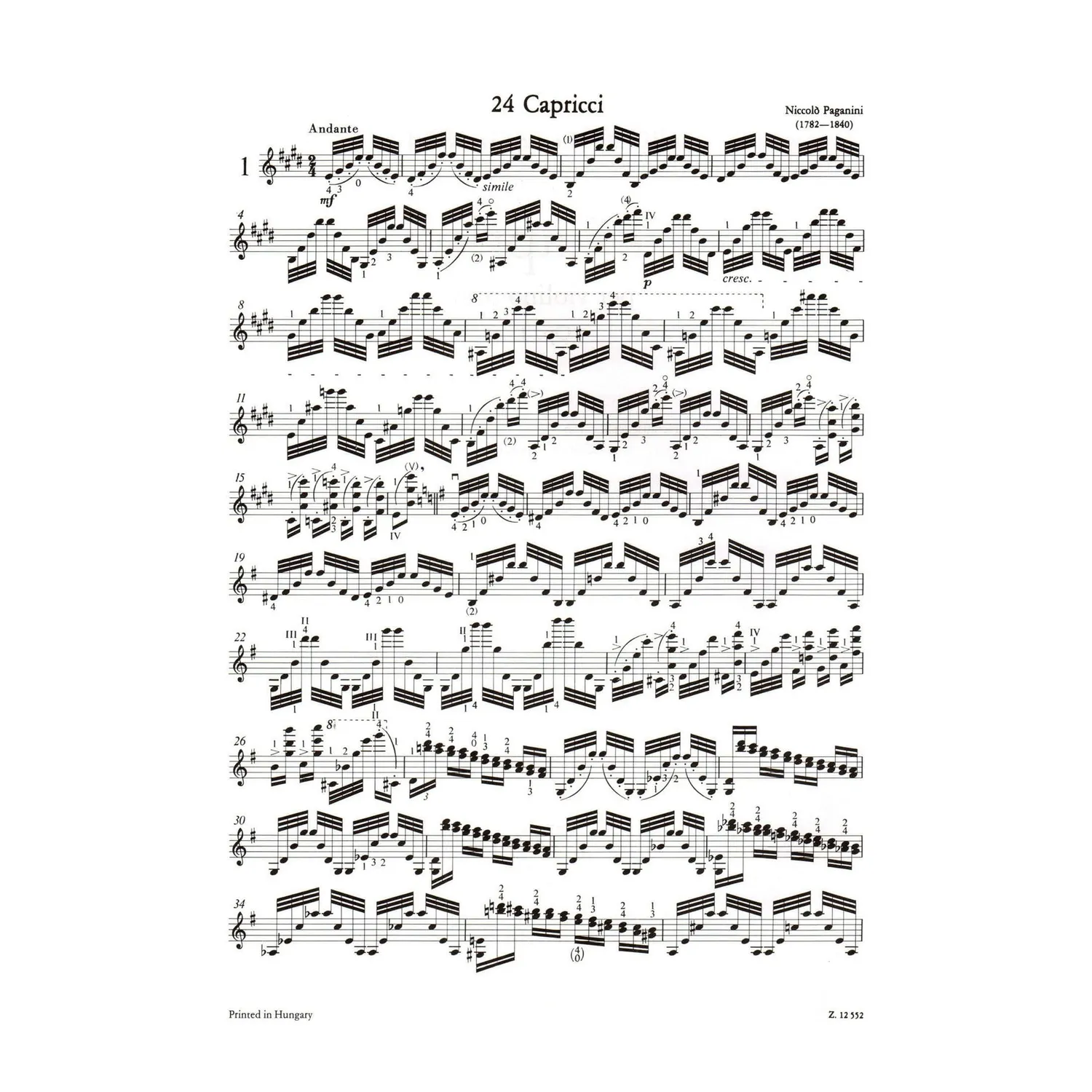 Editio Musica Paganini 24 Capricen Op 1 Noten Violine Solo
