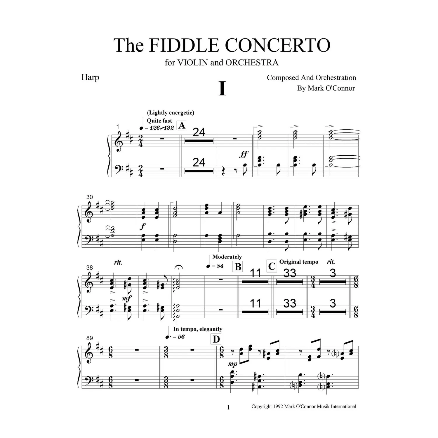 Shar Music O'Connor Fiddle Concerto Noten Violine Orchester Download
