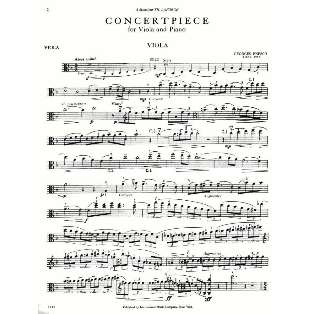 Enescu Concertpiece Noten Viola Klavier International
