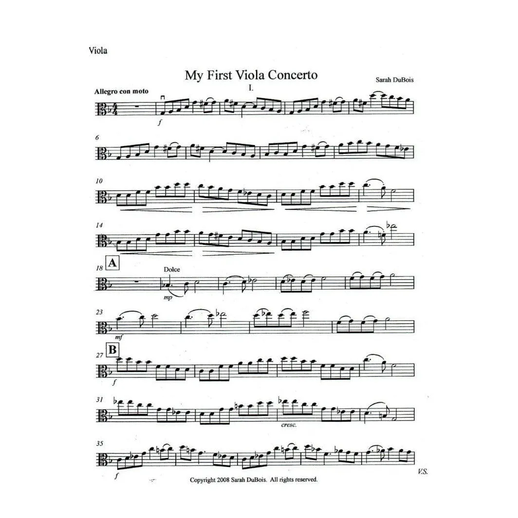 DuBois My First Viola Concerto Bratschennoten 1.-3. Lage