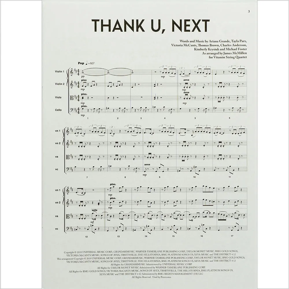 Vitamin String Quartet Thank U Next Streichquartett Noten