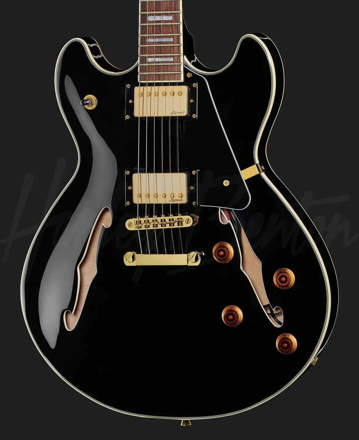 Harley Benton HB-35Plus Black Semi-Hollow E-Gitarre