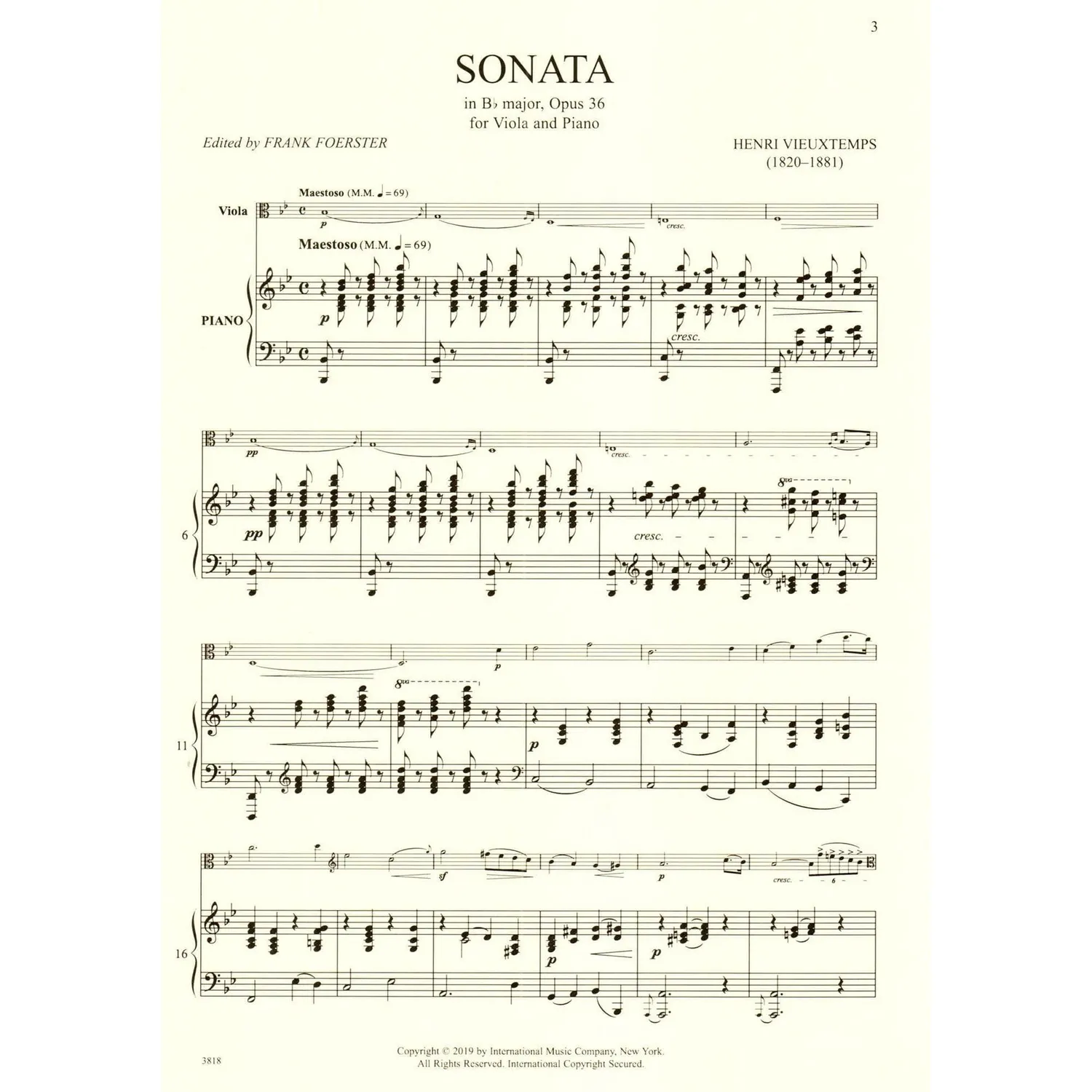 Shar Music Vieuxtemps Op 36 Noten Viola Klavier Sonate