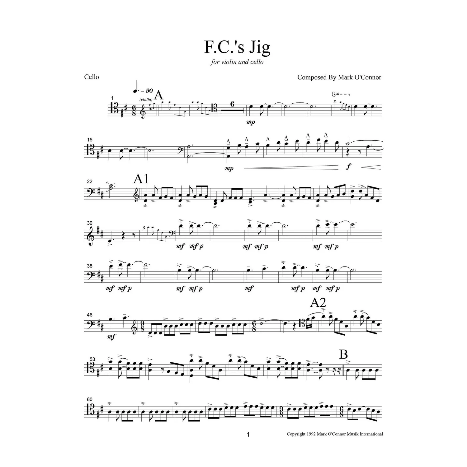 Mark O'Connor F.C.'s Jig Cello Noten Download