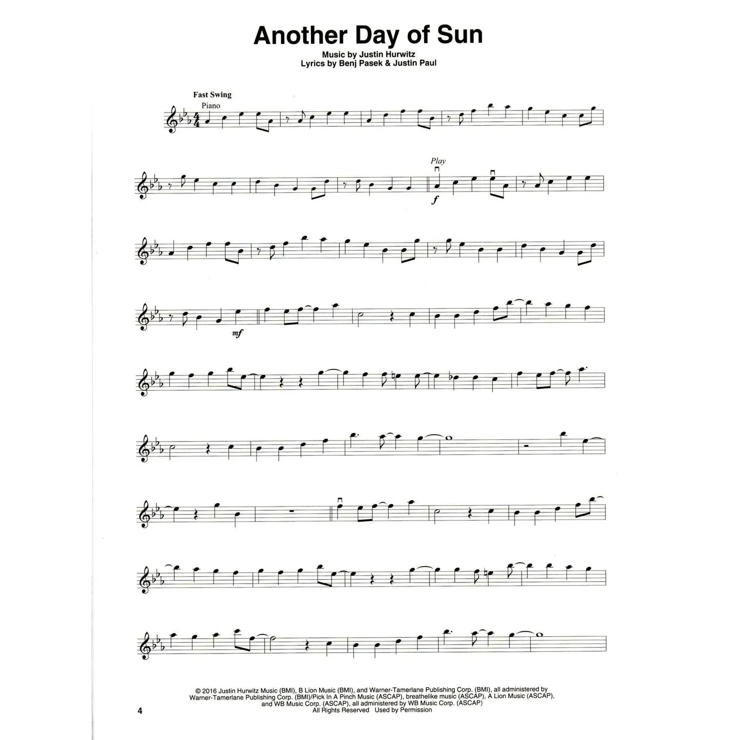 Hal Leonard La La Land Violine Noten Play-Along Vol 69 Audio
