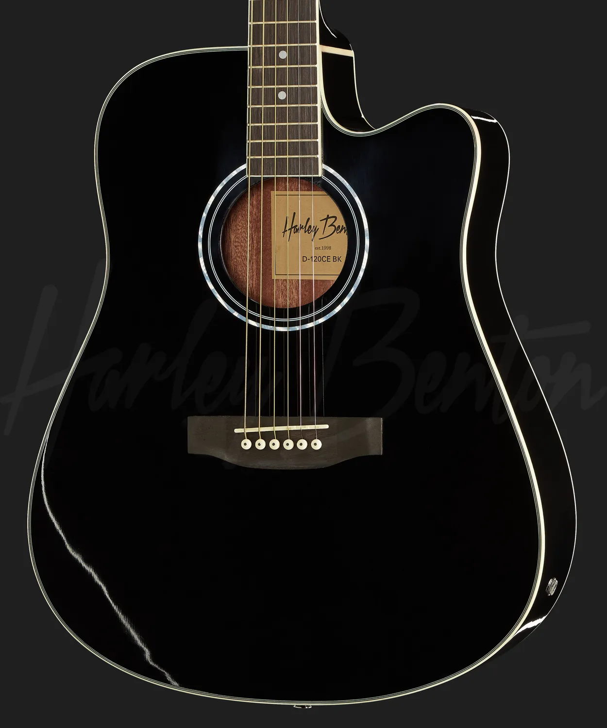 Harley Benton D-120CE BK Westerngitarre Cut Schwarz