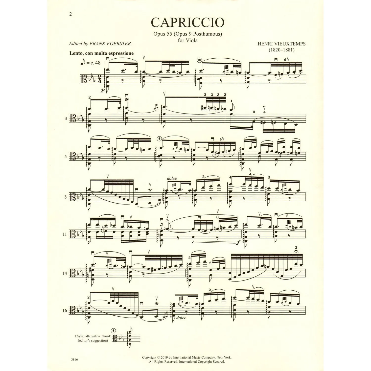 International Vieuxtemps Capriccio Op 9 Bratschenoten