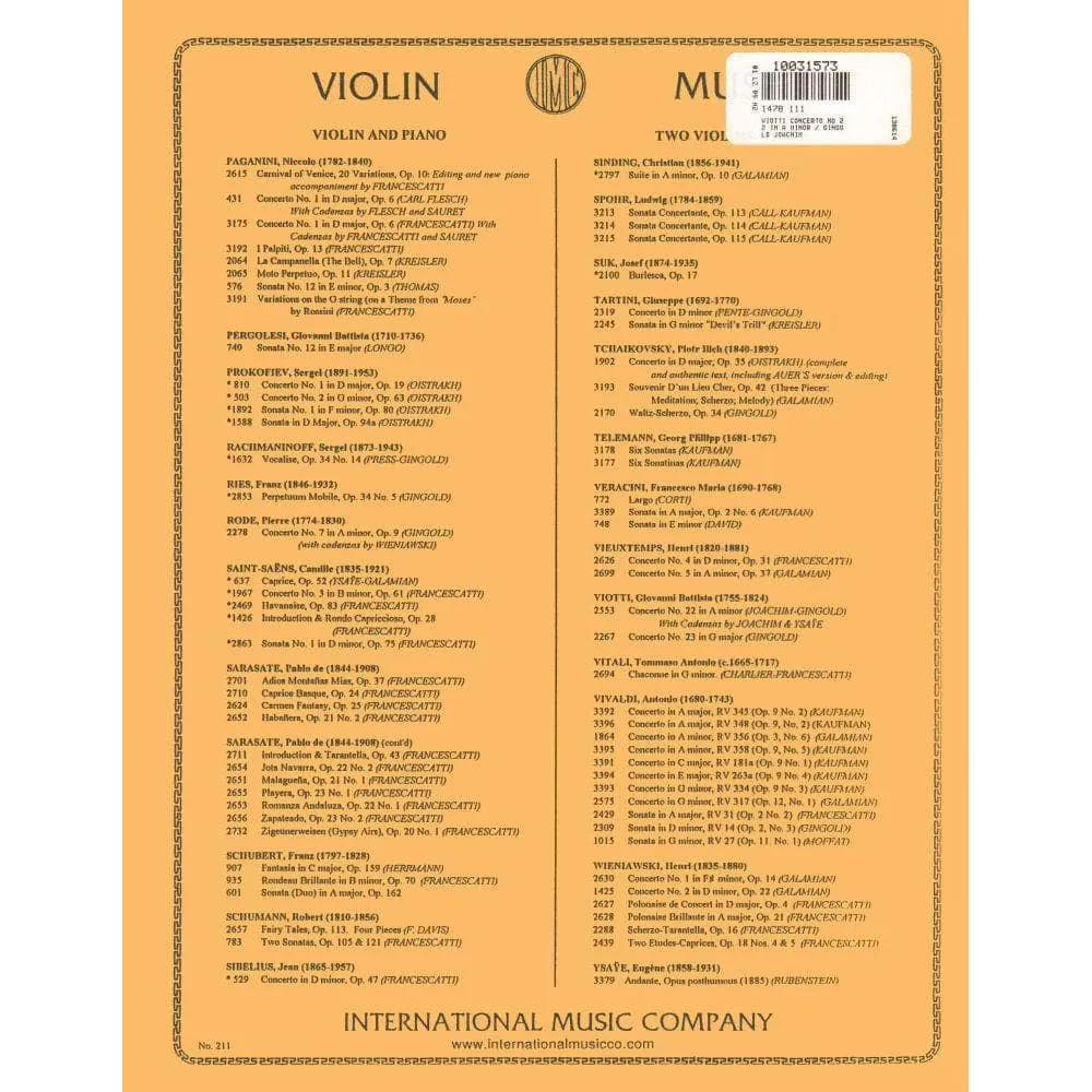 International Viotti Konzert Nr. 22 a-Moll Violinnoten