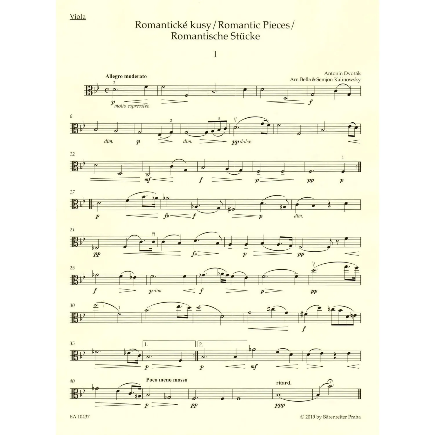 Dvorak Romantic Pieces Op.75 Noten Viola Klavier