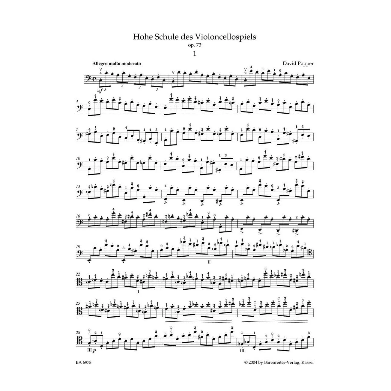 Bärenreiter Popper op. 73 Cello-Etüden Urtext